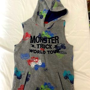 Sleeveless, hood, terry sweater